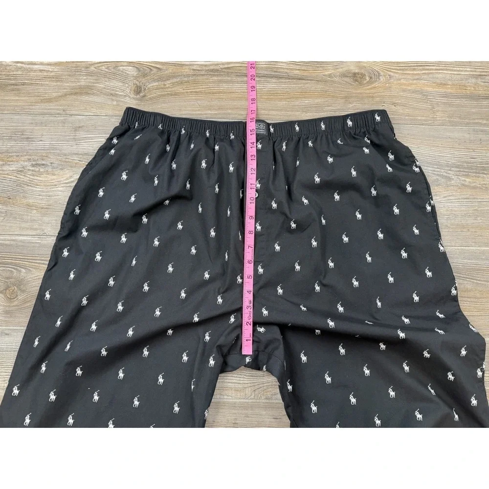 Polo Ralph Lauren Pajama Pants Bottom Mens 1XT (38x32) Black AOP Pony Logo‎